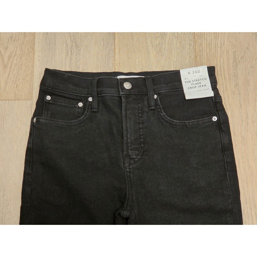 Madewell Stretch Flare Crop Jeans 26S Black High Rise NWT Comfort Denim Short - Picture 4 of 11